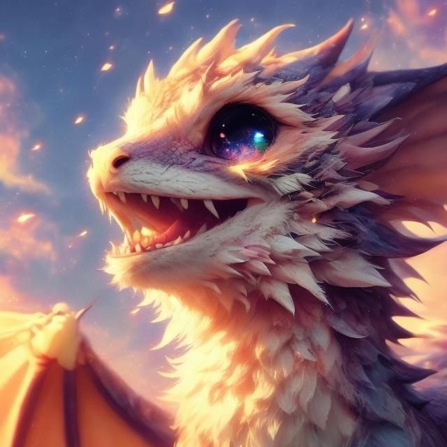 Mythical Dragon Portrait in Vaporwave Style