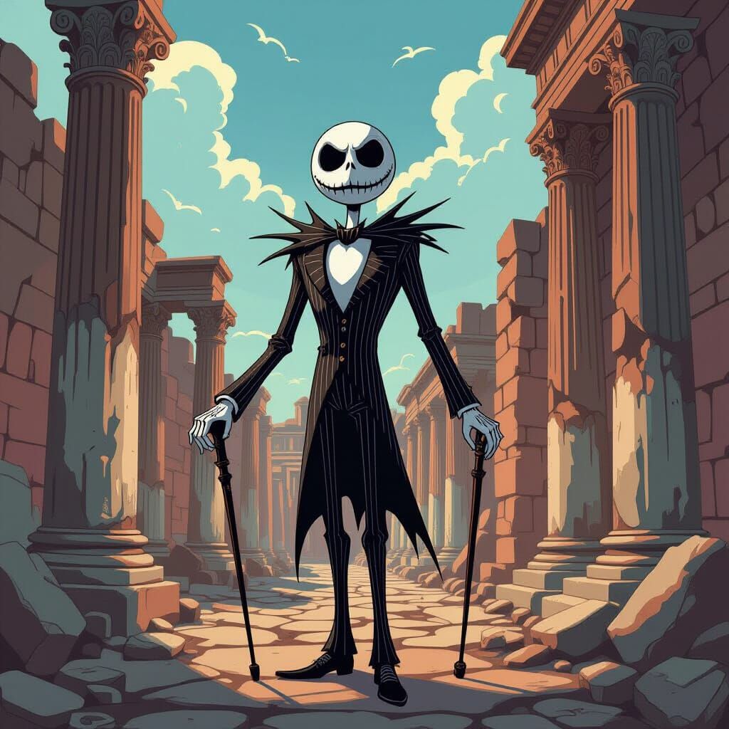 Jack Skellington in Rome, Manga Style