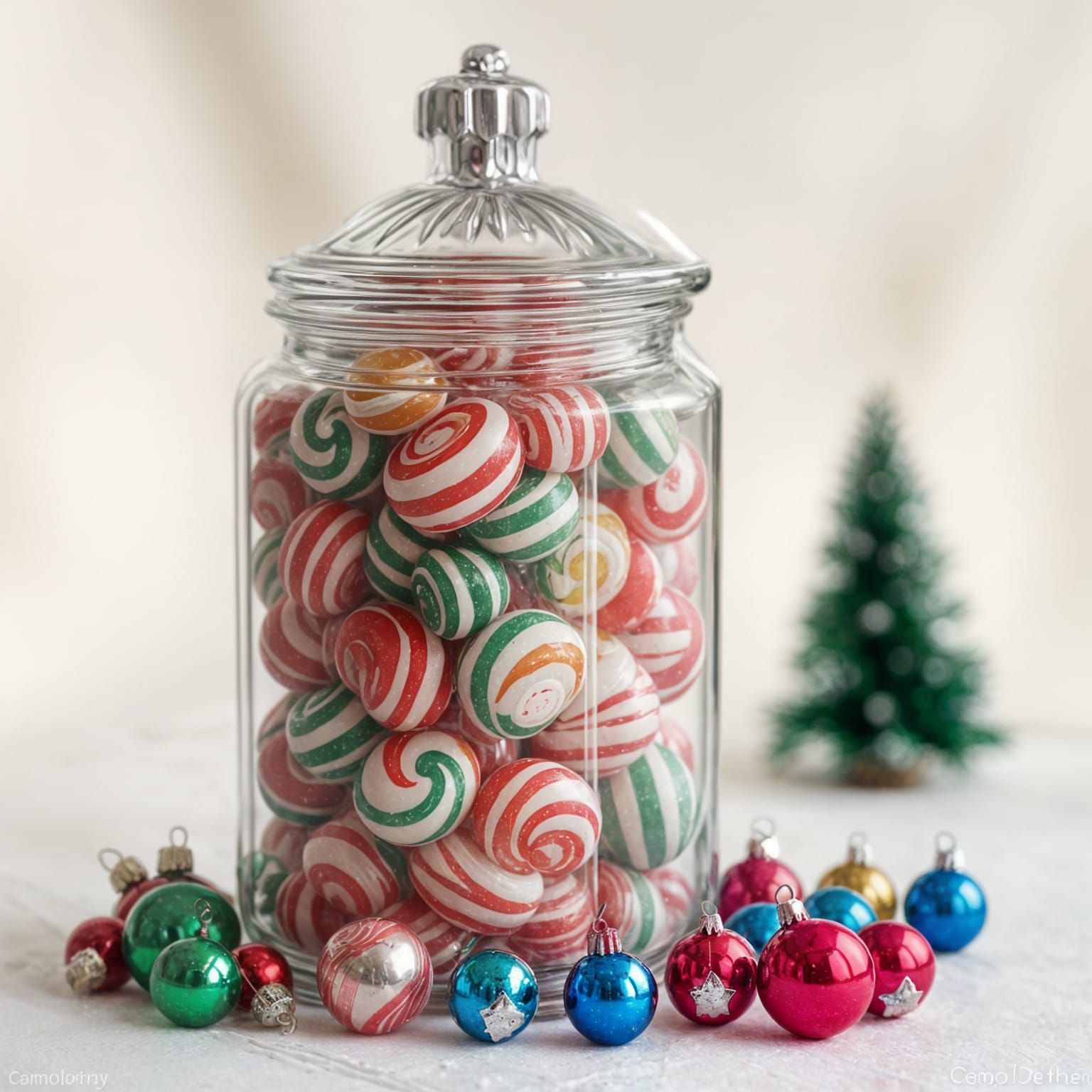 Luxurious Christmas Candy Display in a Crystal Jar