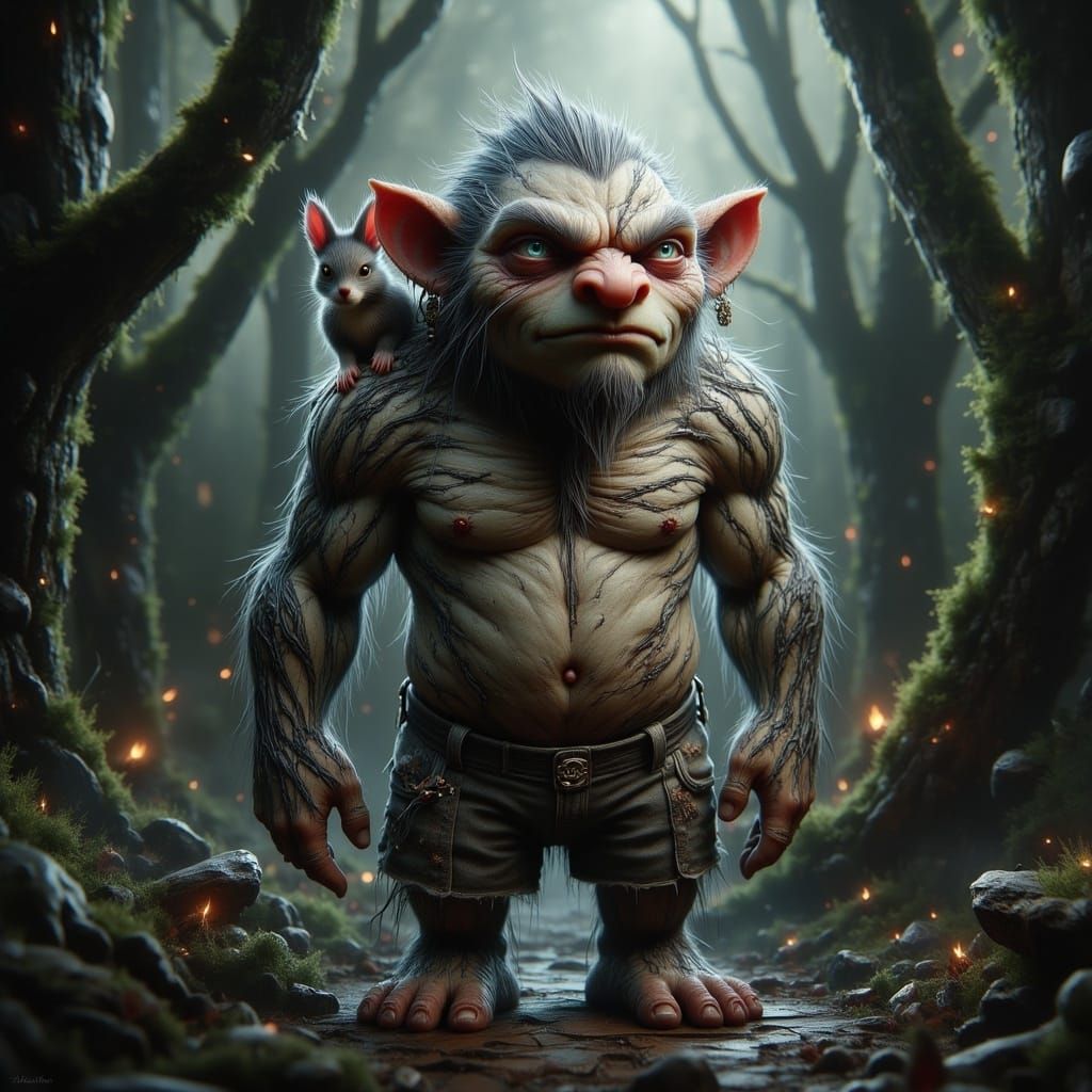 Friendly Troll in Raw Grunge Style