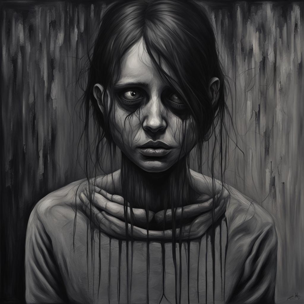 Powerful Dark Grey Painting of Depression and Anxiety