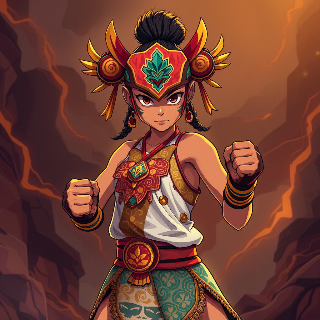 Equatorial Guinea Girl Fighter in Anime Style