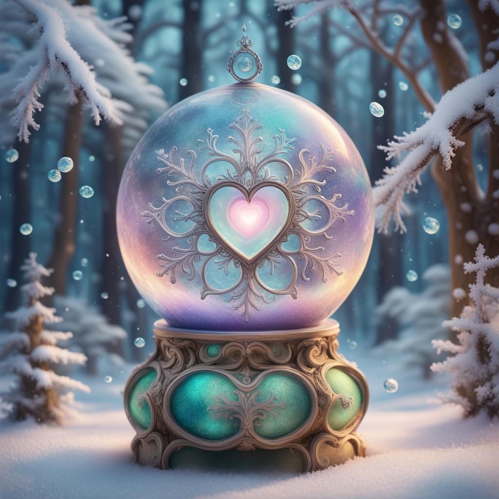 Glowing Heart Chakra in Vibrant Winter Wonderland
