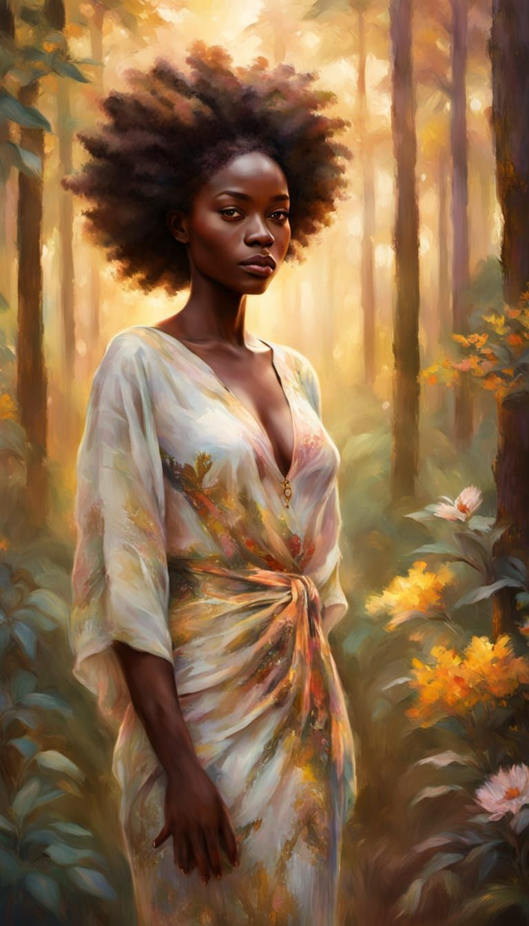 Ethereal African Woman in Impressionist Realism