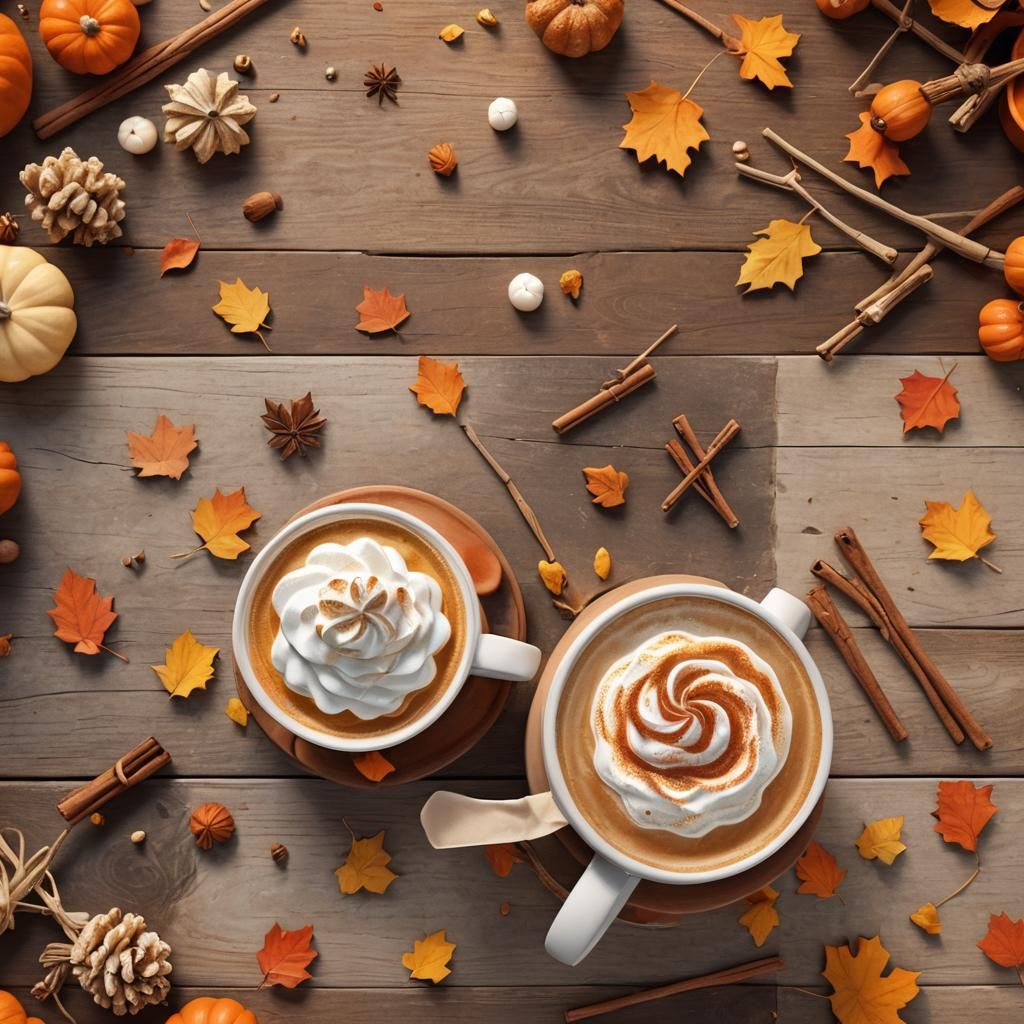 Cute Autumn Mug with Pumpkin Spice Latte in 3D Anime Art