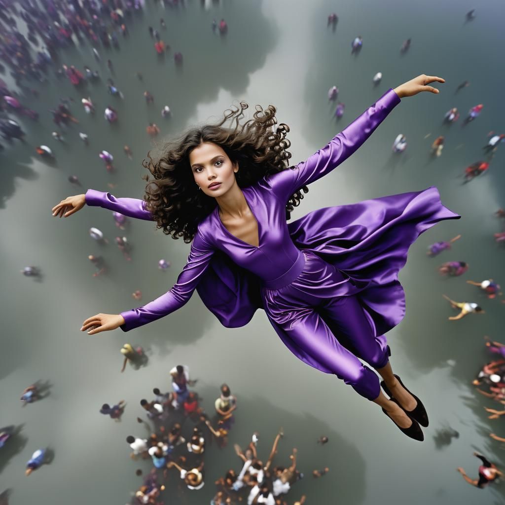 Woman in Violet Pearl Outfit Portrait