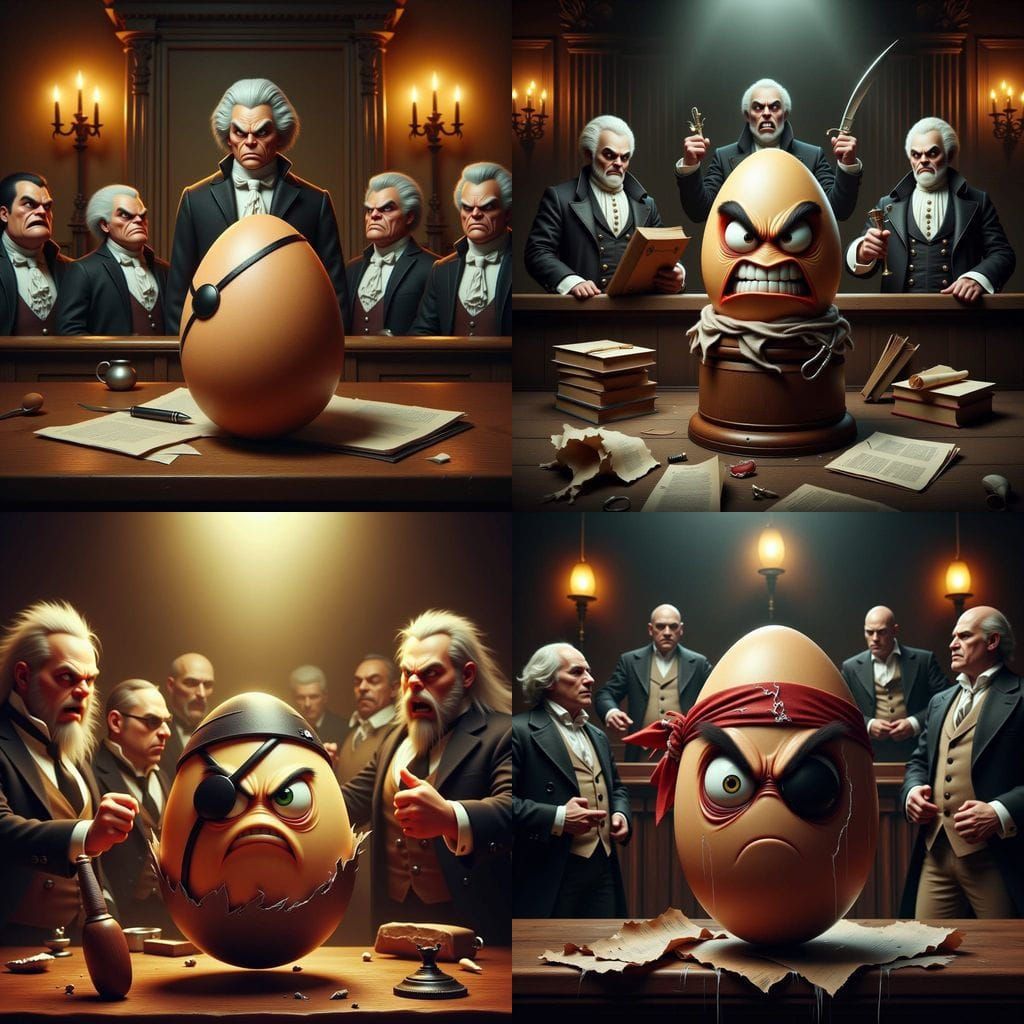19th Century British Court Scene with Pirate Egg on Trial