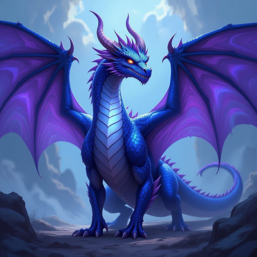 Iridescent Dragon Dominates Fantasy Art Painting