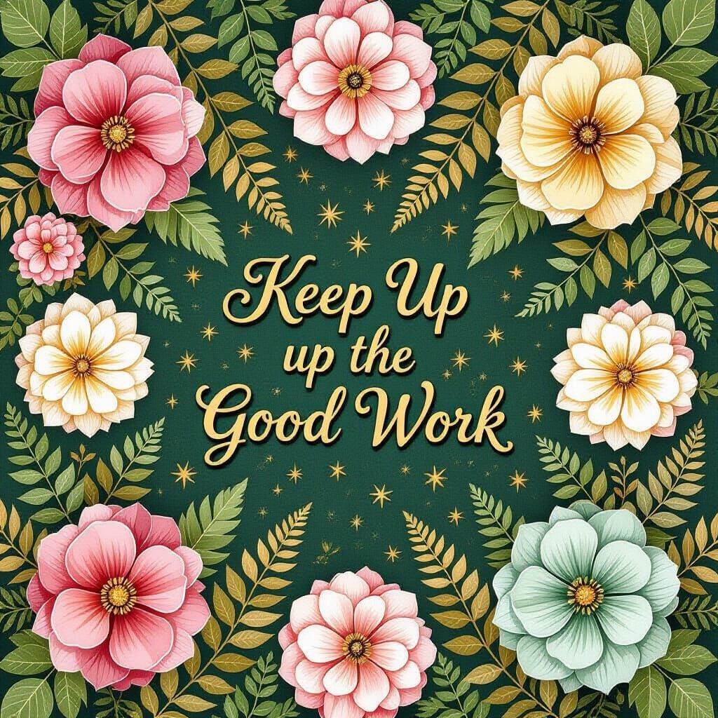 Summer Blooms Background with Vintage Aesthetic and Gold Spl...