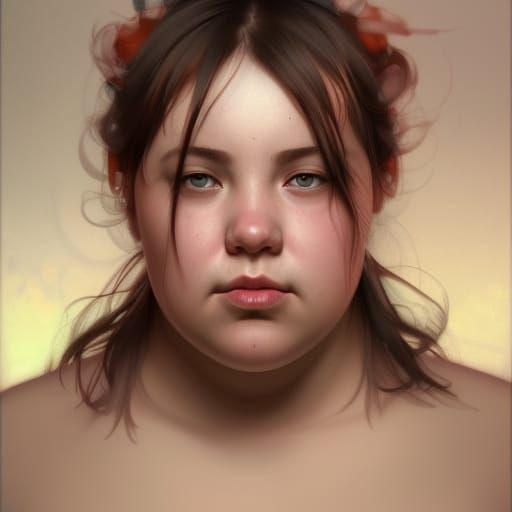 Detailed Portrait of Girl with Red Highlights