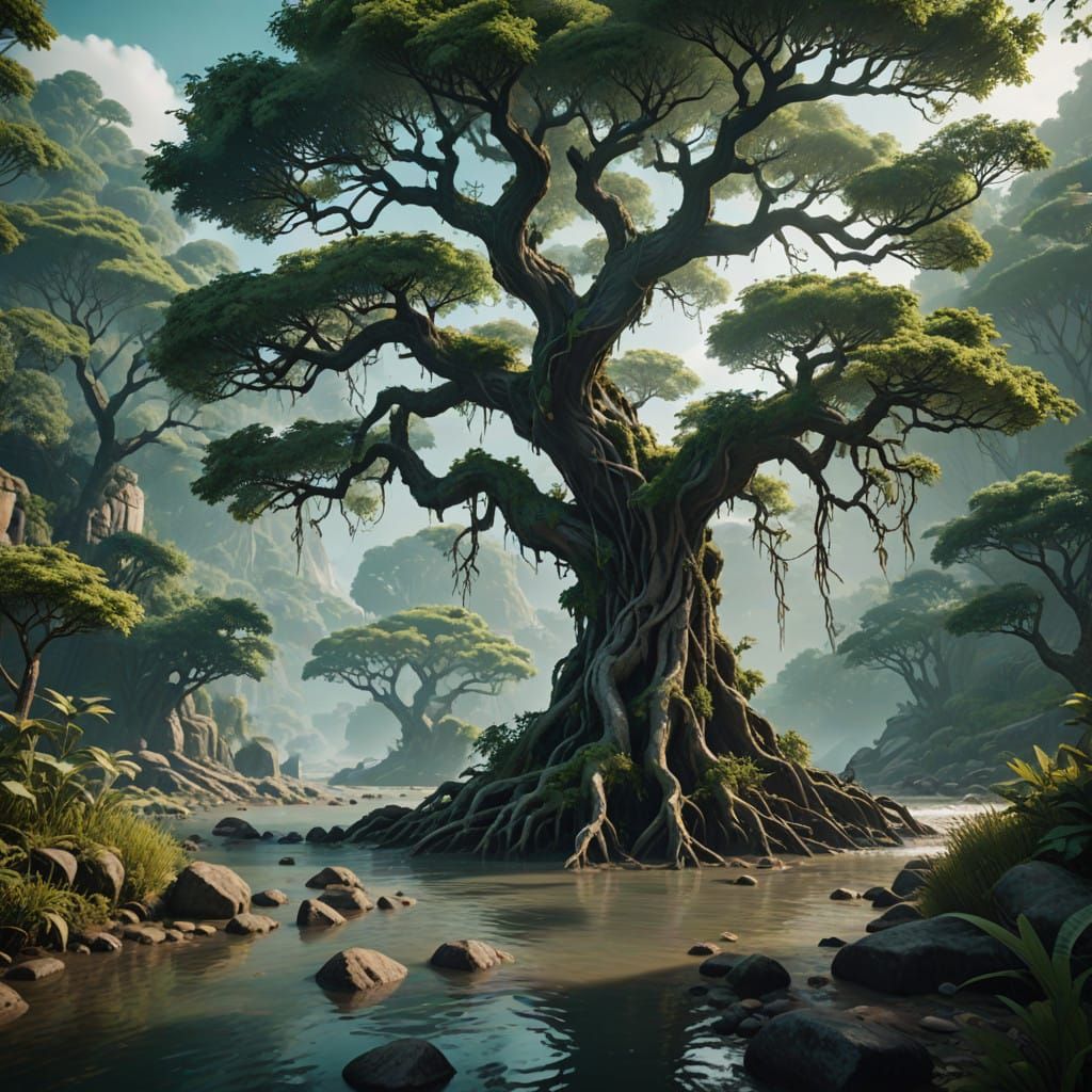 Gnarled Tree Majesty on Guohua Riverbanks