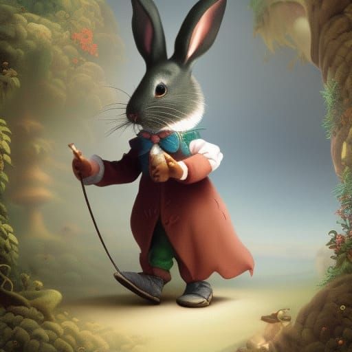 Alice in Wonderland Rabbit with Pocket Watch