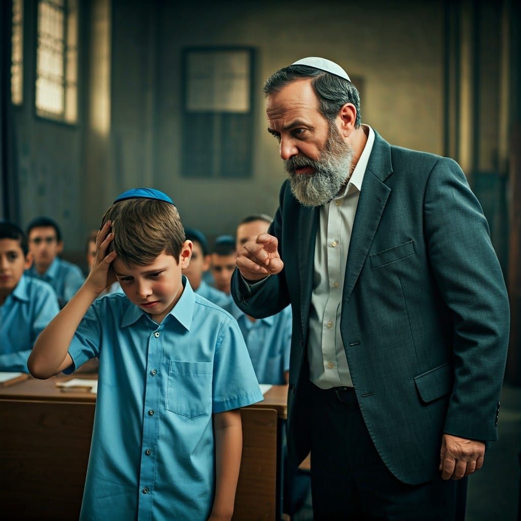 Dramatic Classroom Scene with Stern Teacher