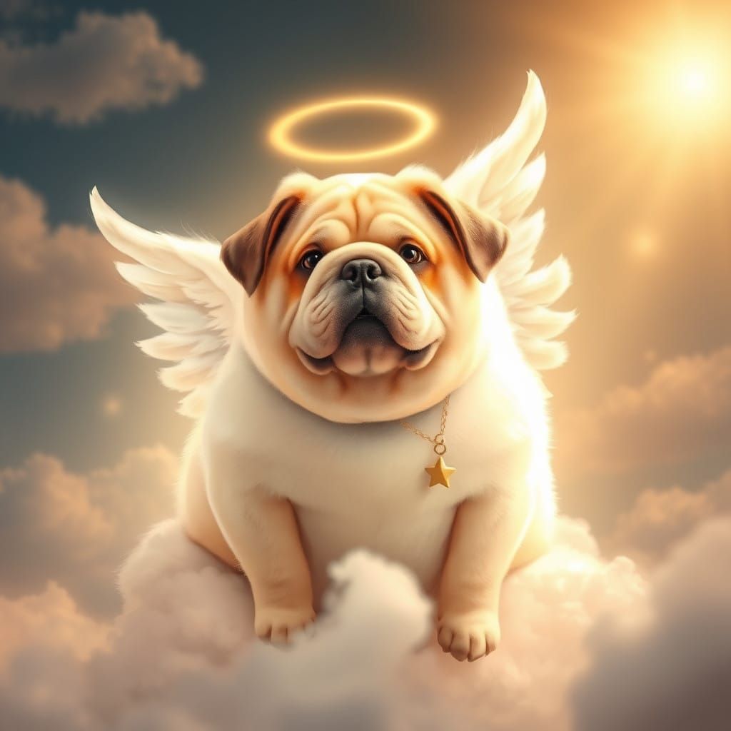 Adorable Angelic Dog Soars Among the Clouds