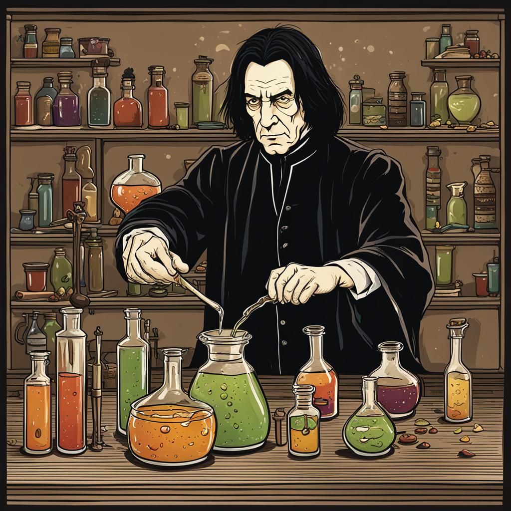 Professor Snape Brewing a Dark Potion