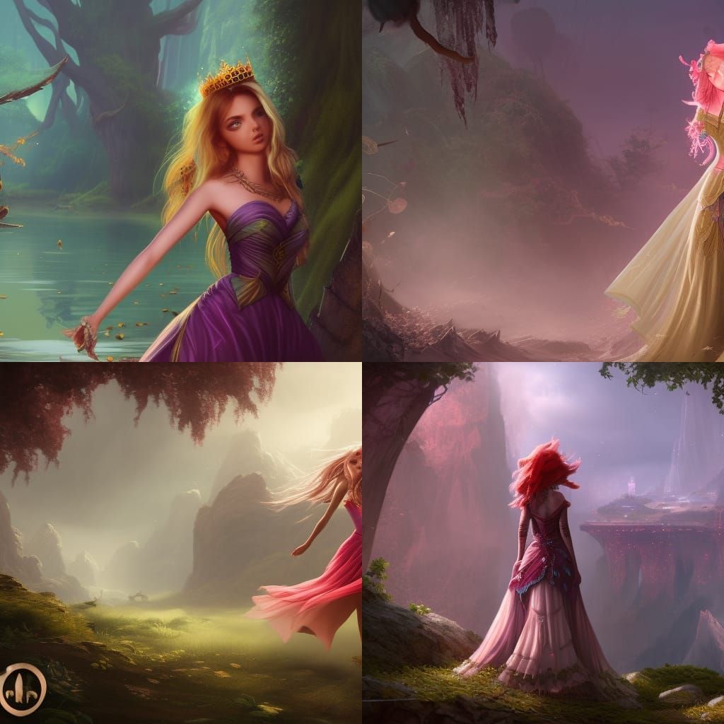 Runaway Princess in Detailed Matte Painting Style