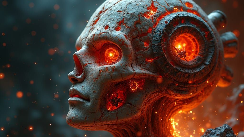 Molten Coral Warrior Helmet Macro Photo