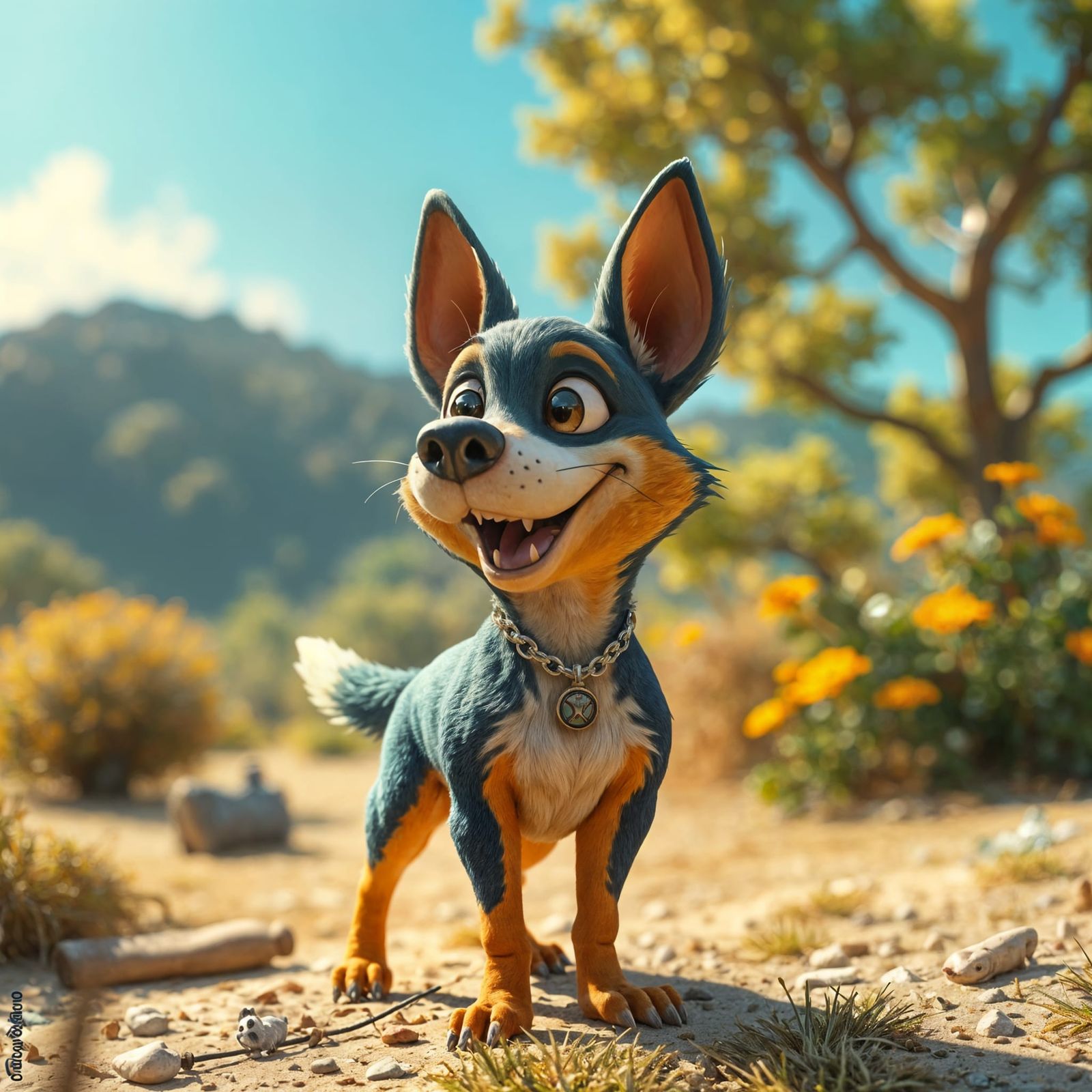 Adorable Chibi Blue Heeler Digital Illustration