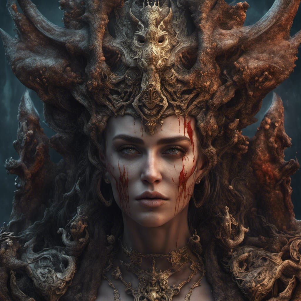 Goddess Hella, Ruler of Hel, in Detailed Matte Painting