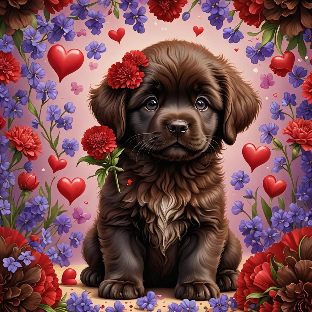 Chibi Newfoundland Puppy with Heart