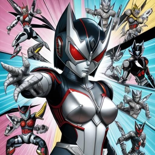 Female Tokusatsu Hero in Anime Manga Style