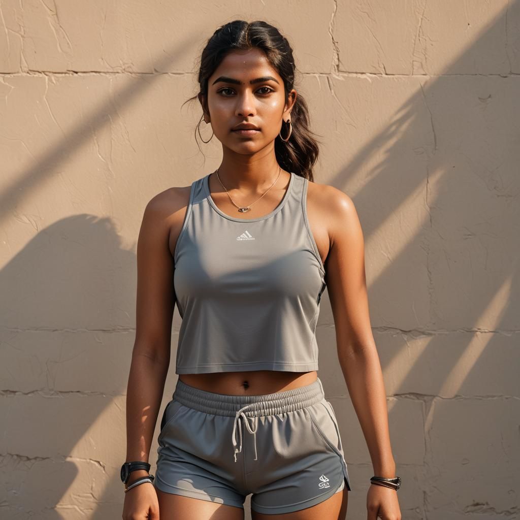 Vibrant Portrait of Young Woman in Sports Outfit