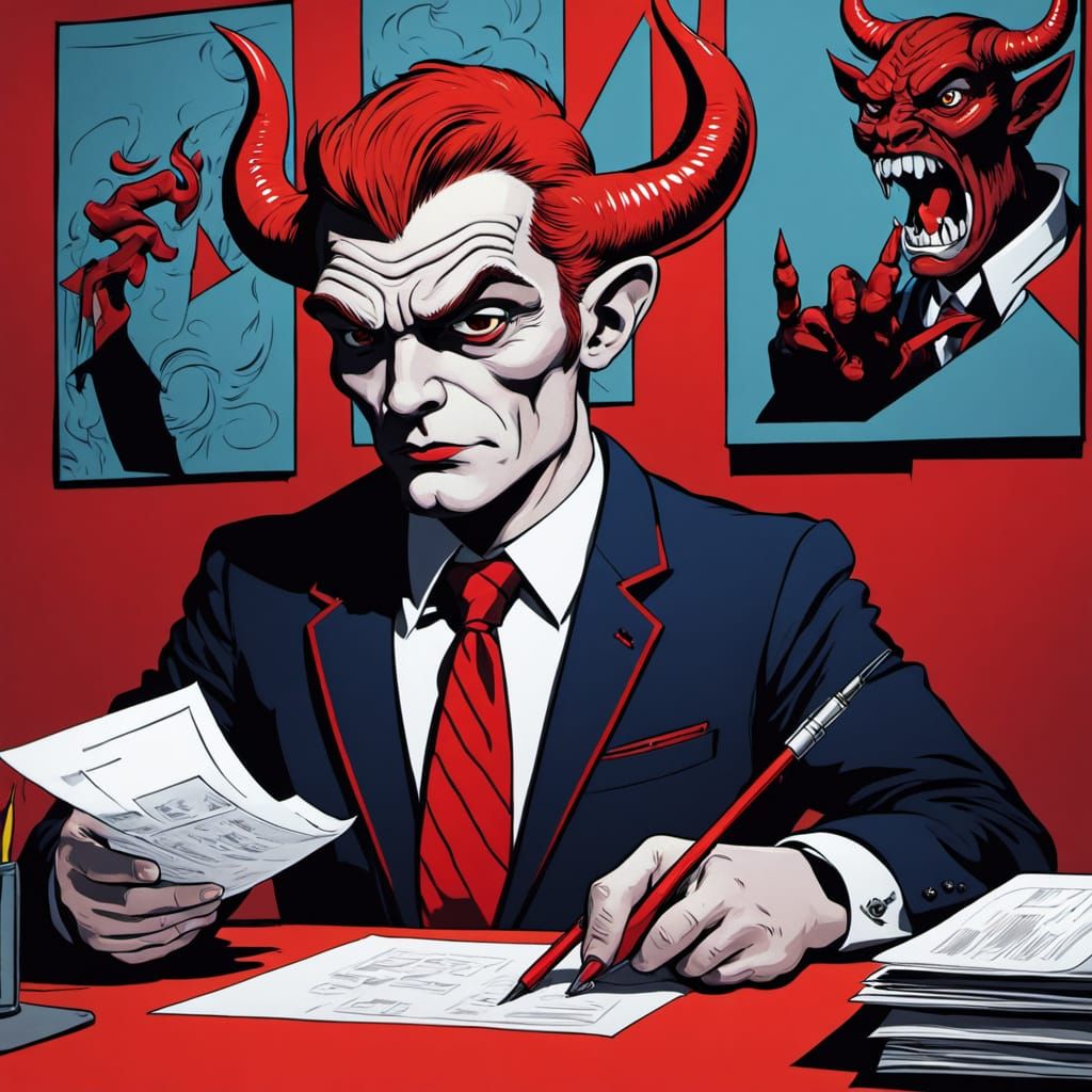 Pop Art, naive art, a gloomy animated character, the real de...