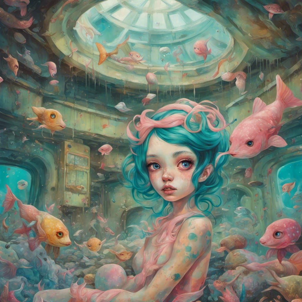 Surreal Mermaid in Abandoned Atlantis City