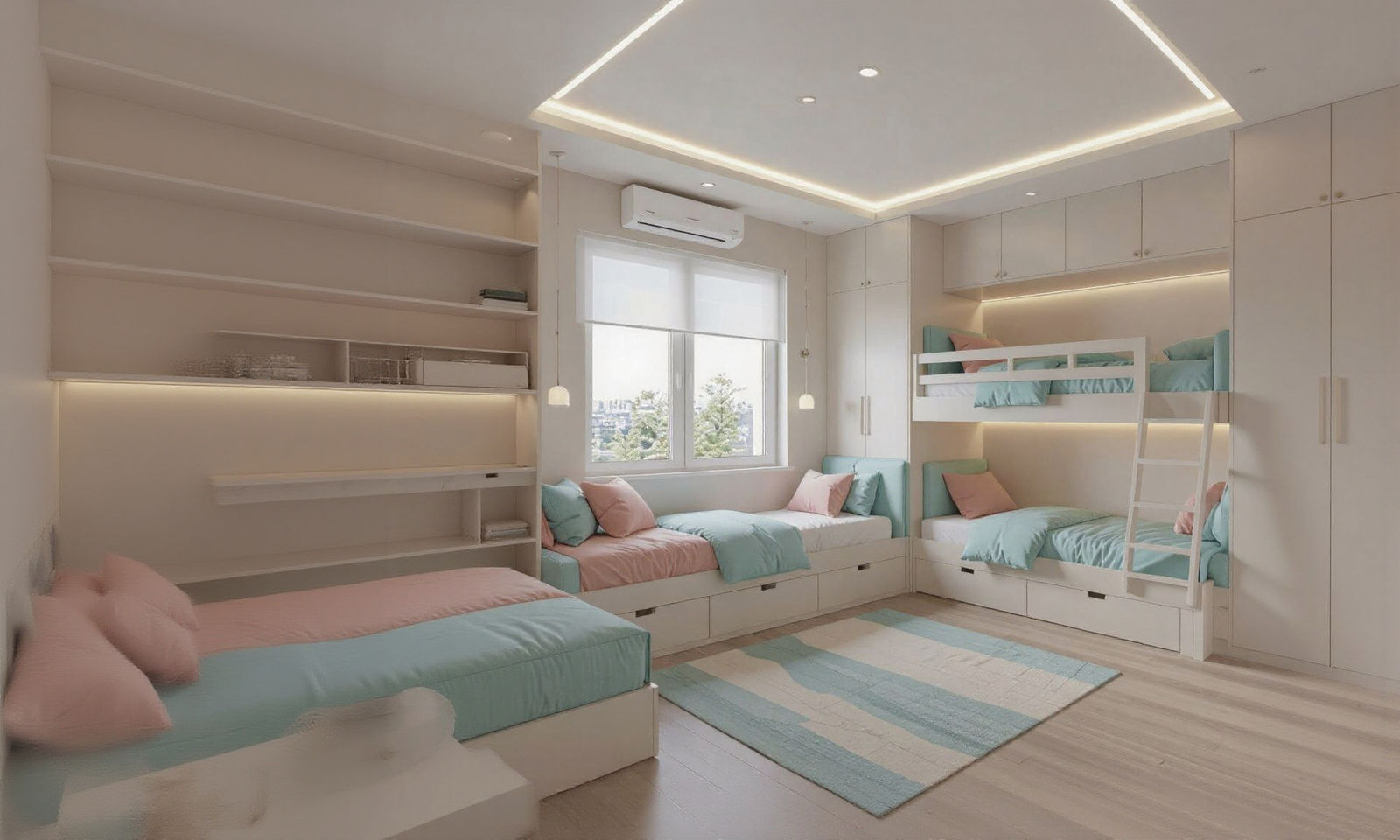 Ultra-Modern Teen Bedroom with Bunk Beds