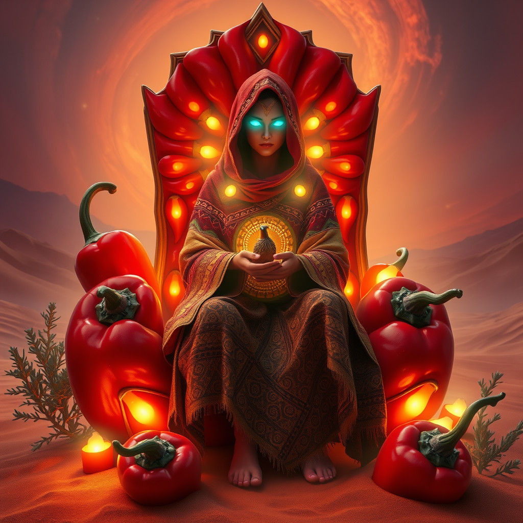Oracle on Chili Throne in Southwest Fantasy Art