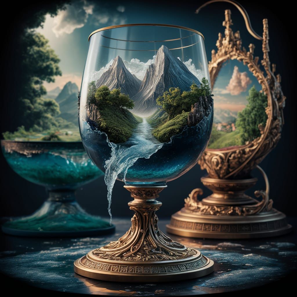 Miniature World Inside Glass Chalice