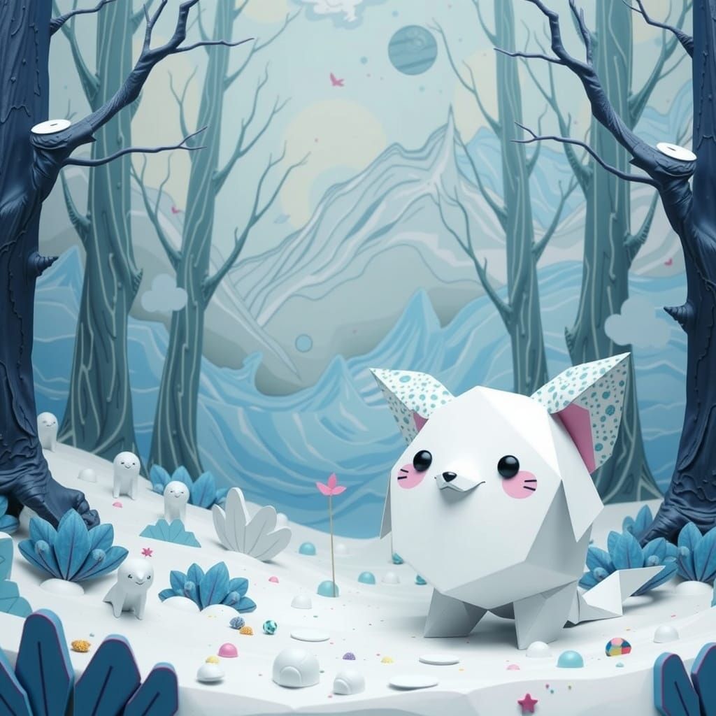 Vibrant Origami Figures in 3D Paper Art