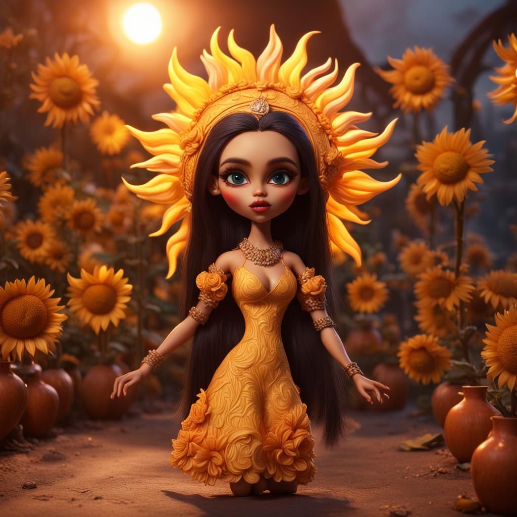 Hyperrealistic Bratz Dolls as the Sun Lady