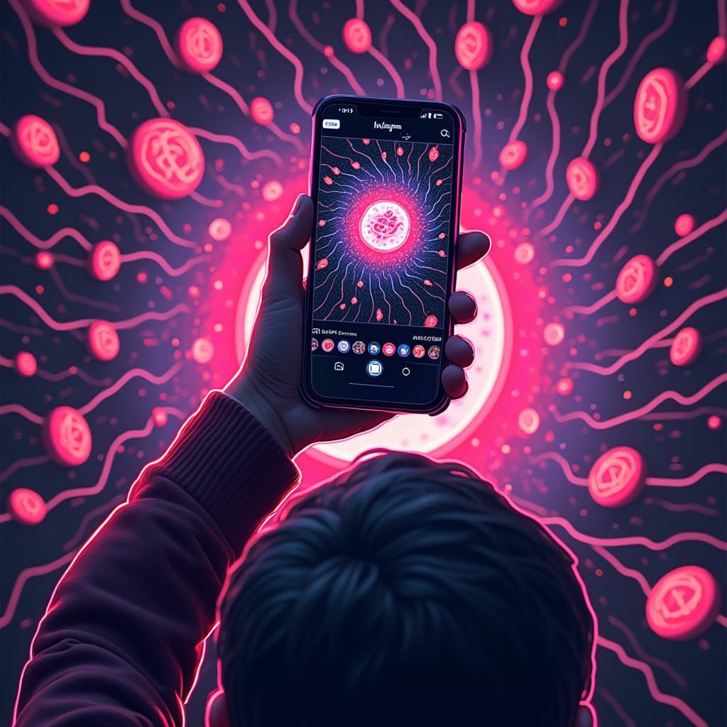 Person Using Instagram in a Futuristic Style