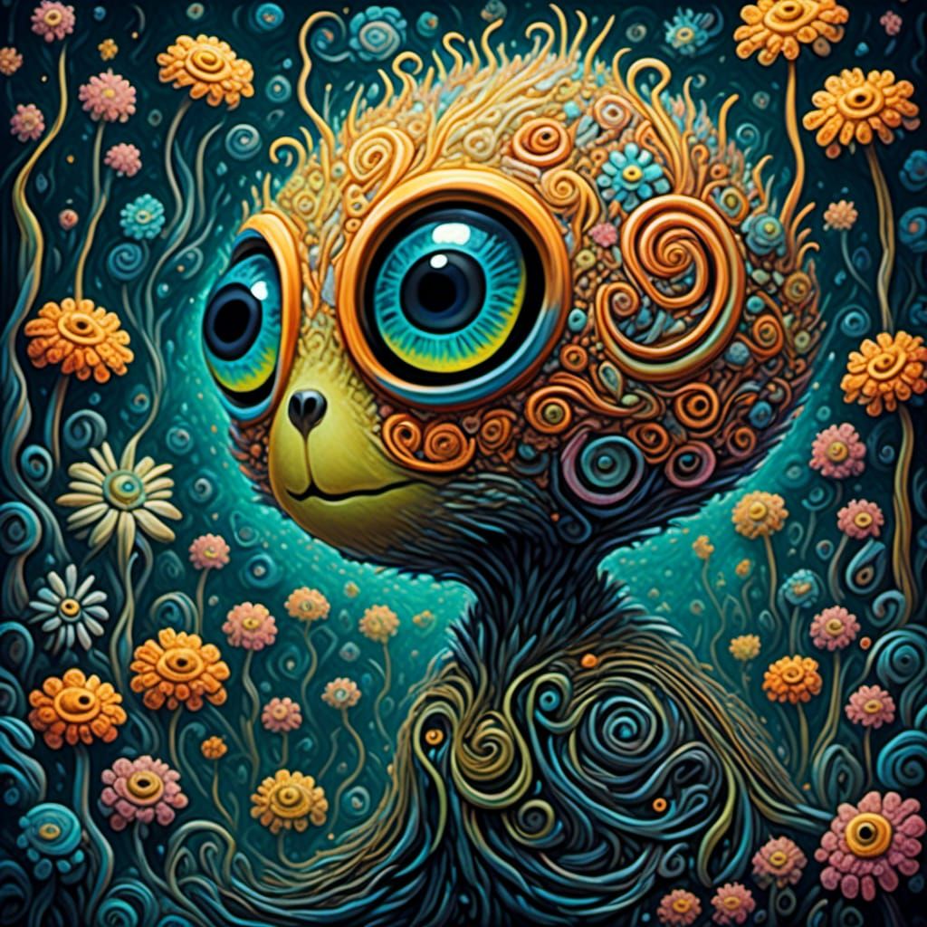 Flower Alien in Jannson Style, Iridescent Sci-Fi Art