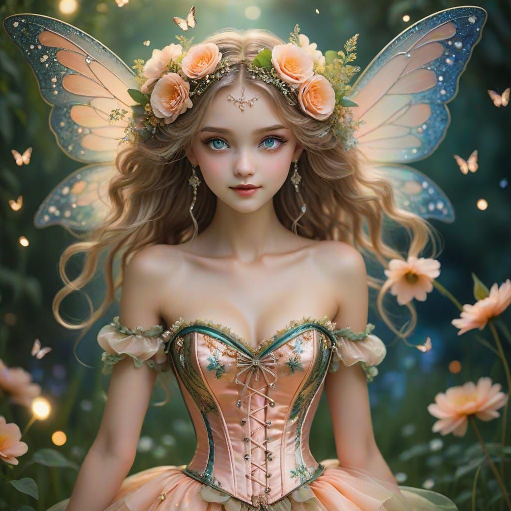 Elegant Fairy Dancing in Moonlit Garden