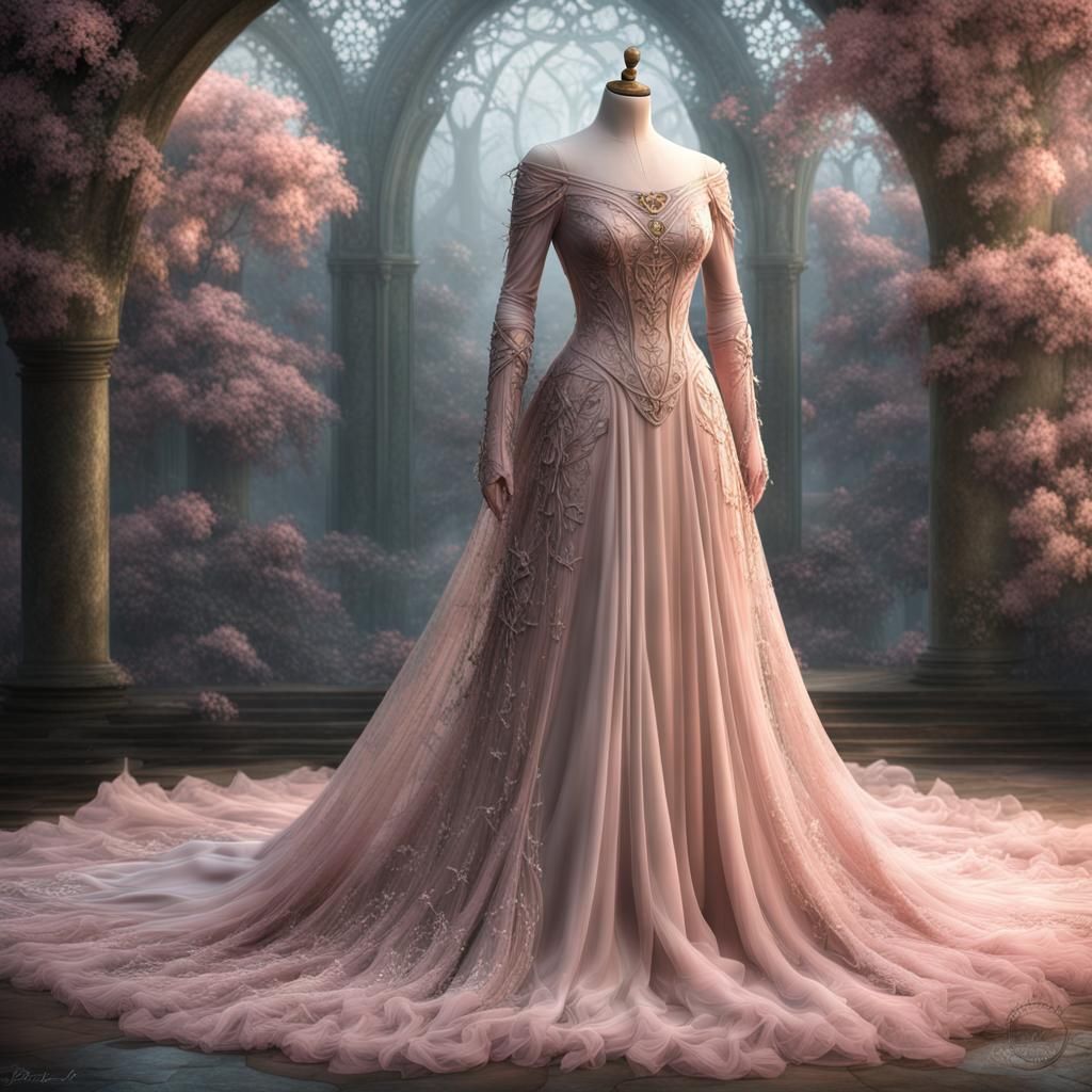 Fantasy Elvish Gown on Dress Form: Digital Matte Painting