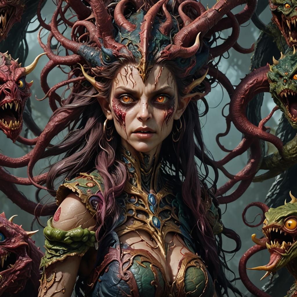 Child-Eating Monster Lamia: Detailed Matte Painting