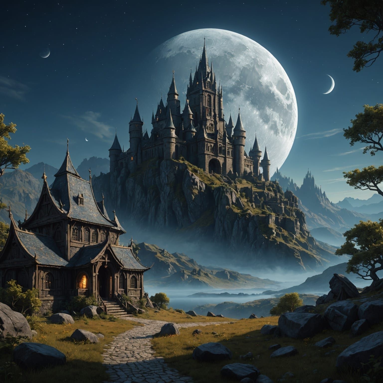 Sorcerer's Shelter Under a Crown of Moonlight