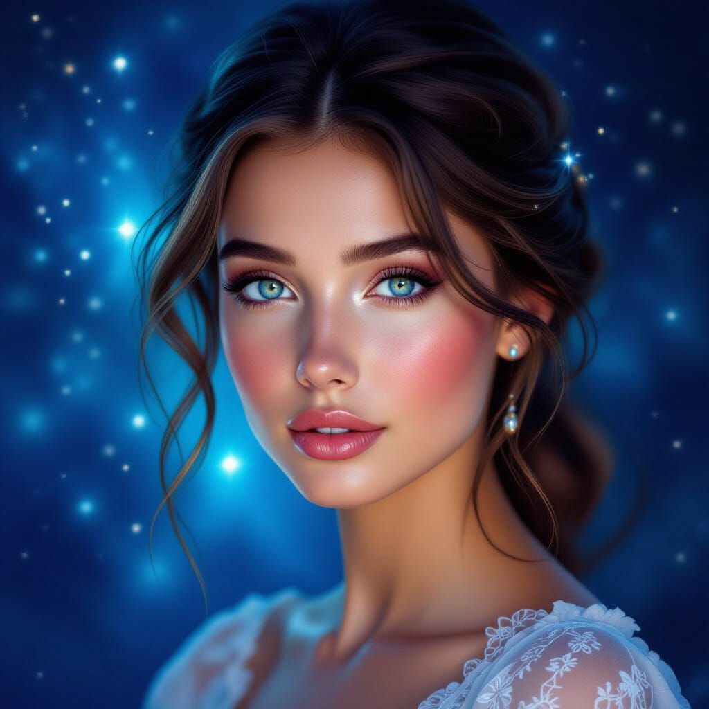 Celeste Portrait: Ethereal Beauty in Nebula