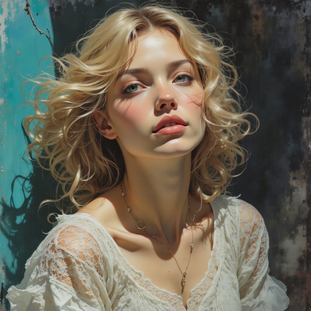 Hyper-Realistic Portrait of a Beautiful Woman in a Dreamlike...