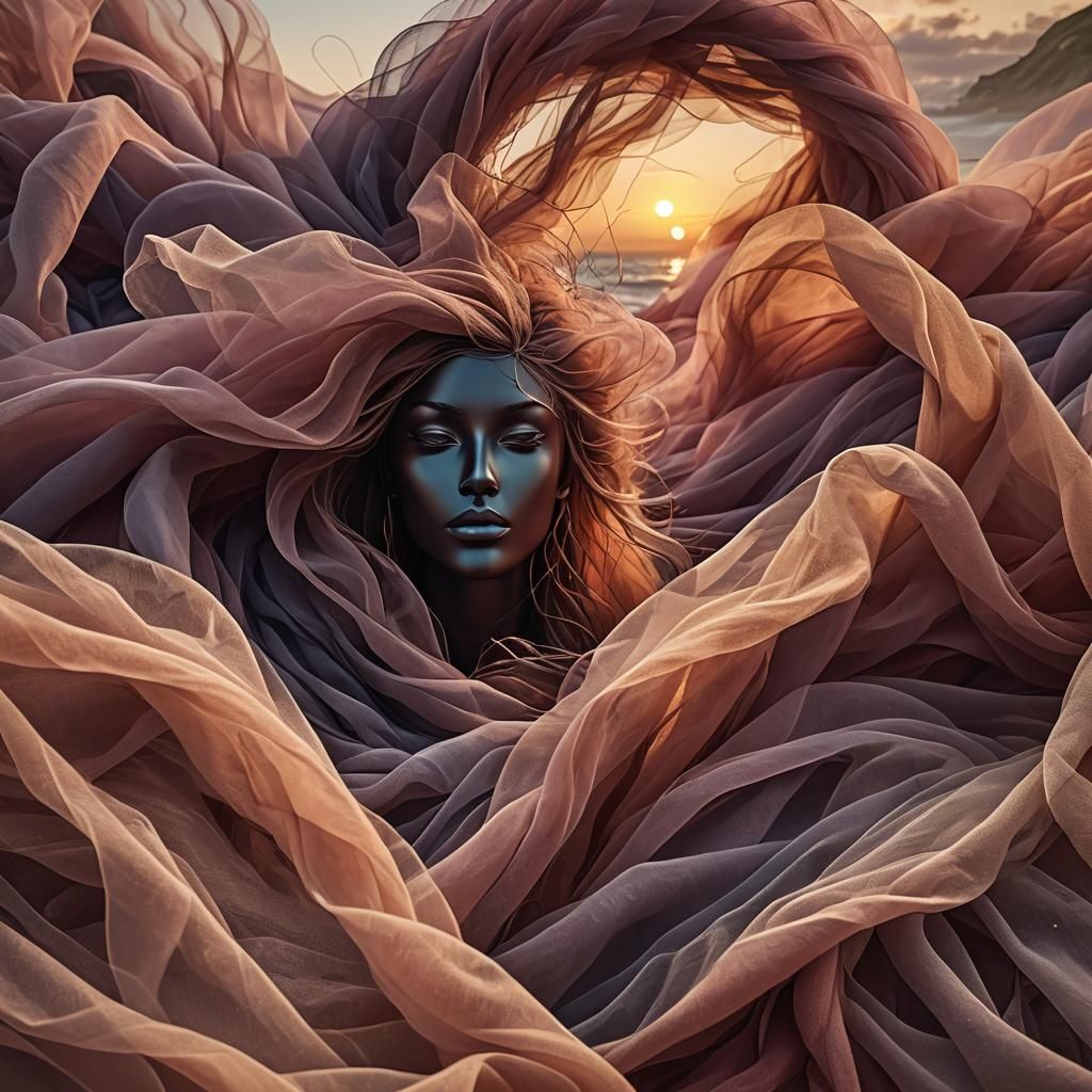 Tulle Face in Wind, Digital Matte Painting