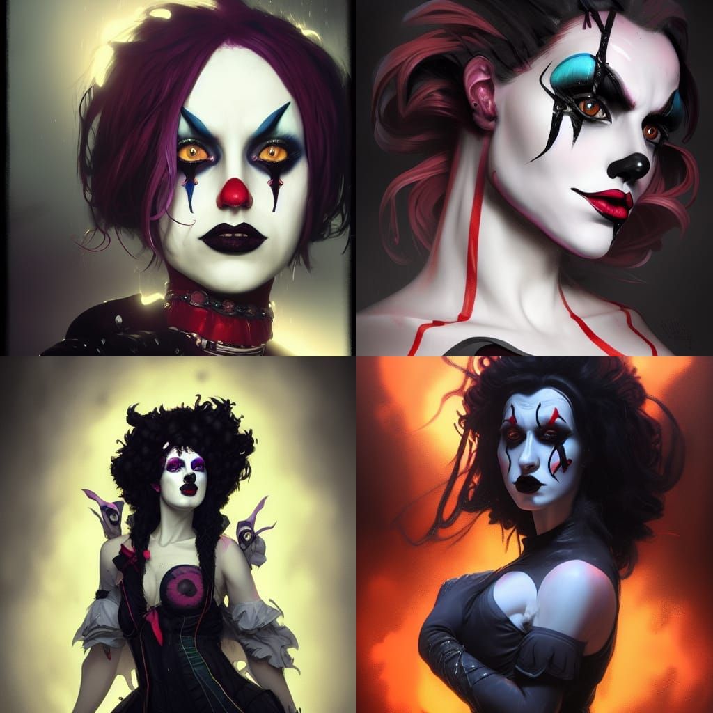 Gothic Latex Clown Portrait in Hyperdetailed Style