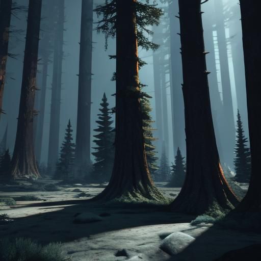 Surreal Forest on Lunar Surface: 3D Render