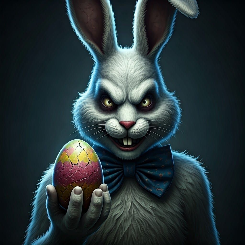 Ultra-Realistic Easter Bunny Portrait in Dark, Sinister Sett...