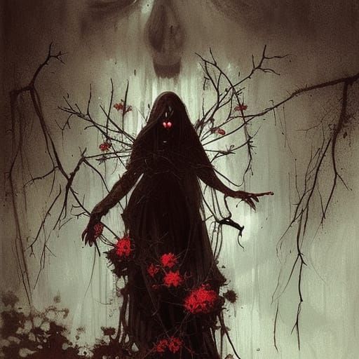 Ethereal Gothic Horror Scene in Dark Renaissance Style