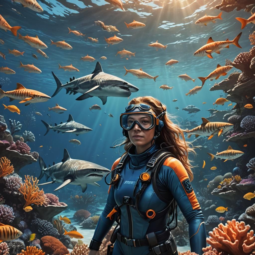 Vibrant Coral Reef Encounter in Realistic Concept Art