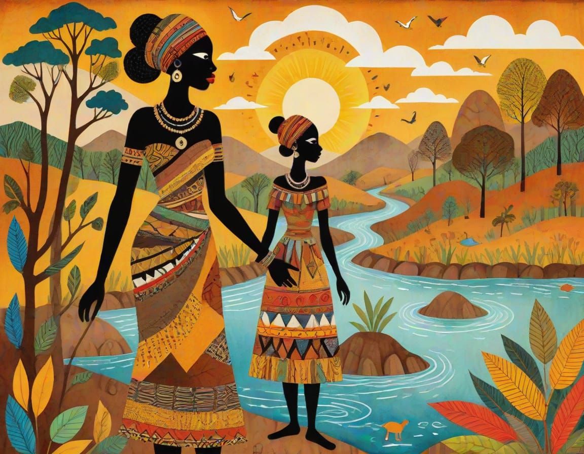 African Folk Art Dreamcatcher in Earthy Tones