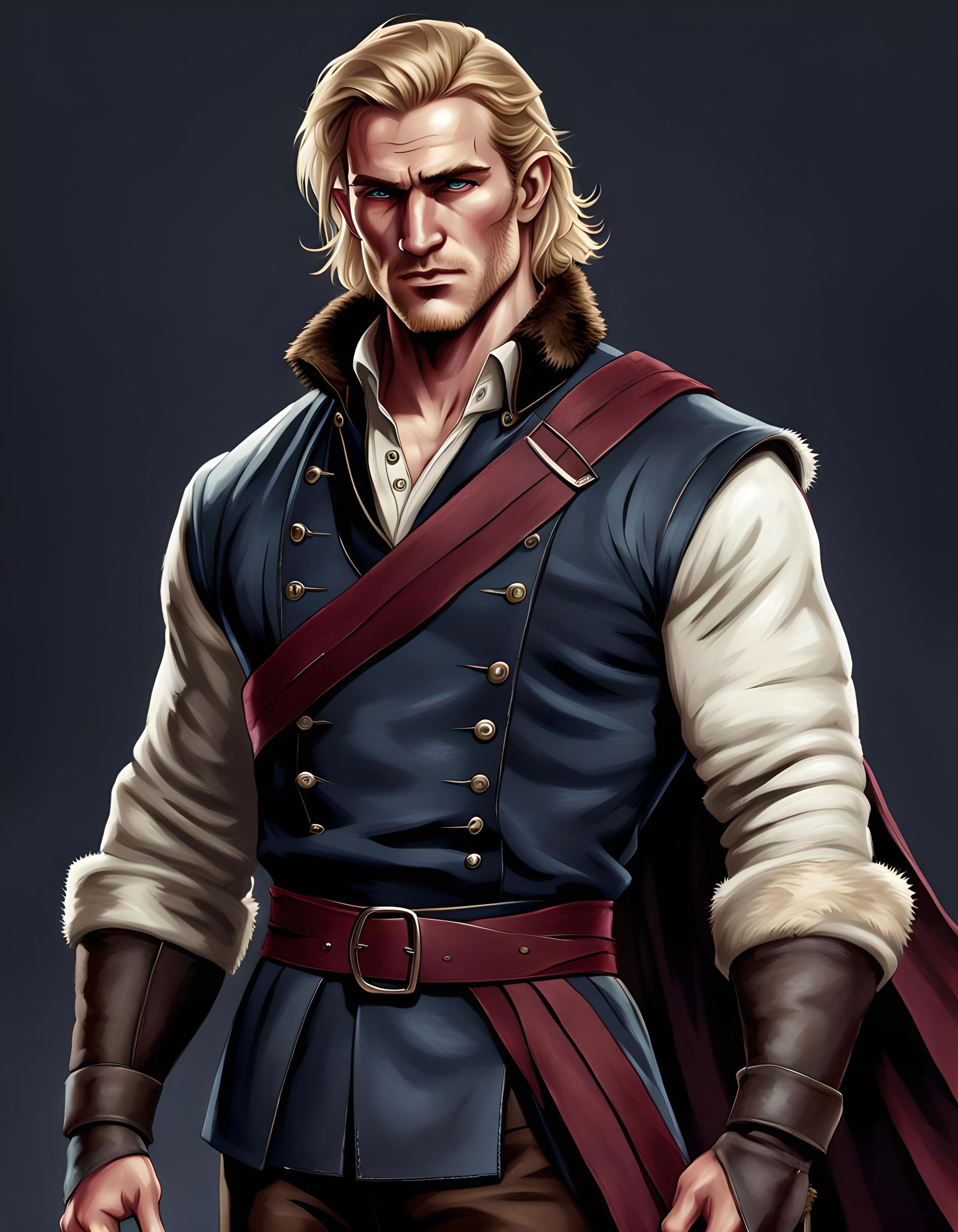 Handsome Blond Man in Fur-Lined Tunic, Concept Art