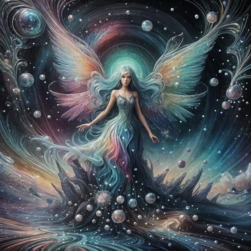 Ethereal Maiden in Aquamarine Kaleidoscope